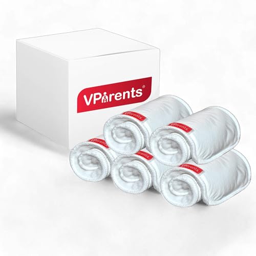 Image of VParents cloth diaper inserts for cloth diaper high absorbent 6 layer washable reusable wet free booster pads smart dry feel soaker pad baby diaper liners, Pack of 5