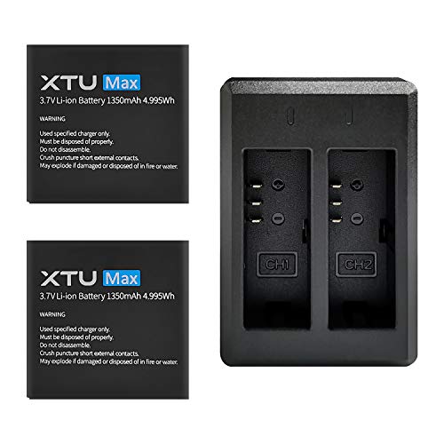XTU X1/S3 Action Camera USB Dual Charger Kits, 2 x 1350mAh Rechargeable Action Camera Battery with USB Dual Charger