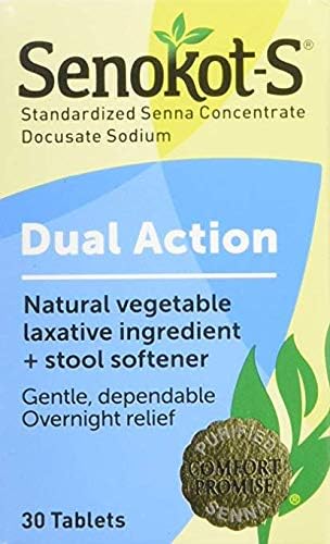 Senokot-S Laxative Plus Softener Tablets 2 Pack (30 Count Each) Dual Action Senokot-S Combines The Proven Strength