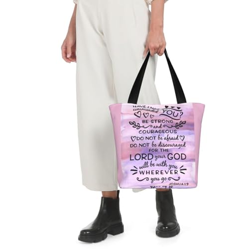 Joshua 1 9 Be Strong Bible Scripture Verse Shoulder Bag, High-Density Polyester Tote With Zipper Closure & Inner Pocket, Spacious & Lightweight For Market, Beach & Travel4