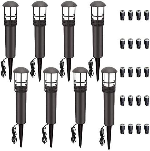 VOLISUN 8-Pack Outdoor LED Landscape Lighting,3W 12V Low Voltage Pathway Lights,Outdoor Waterproof Garden Lights, Aluminum Housing ETL Listed,CRI 90+,5000K Cool White for Driveway Sidewalk