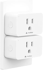 Minoston Matter Smart Plug, Compatible with Alexa, Google Home, Apple Home, SmartThings, Siri, Smart Outlet 15A Max, APP Remote Control, 2.4G Wi-Fi Only, Protect Privacy, 2 Pack