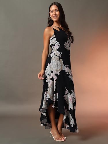 Image of Trend Arrest.ed Women's Floral One-Shoulder Cocktail Dress | Asymmetrical Hem with Lining | Adjustable & Removable Pads | Elegant Fit for Party, Wedding & Special Occasions