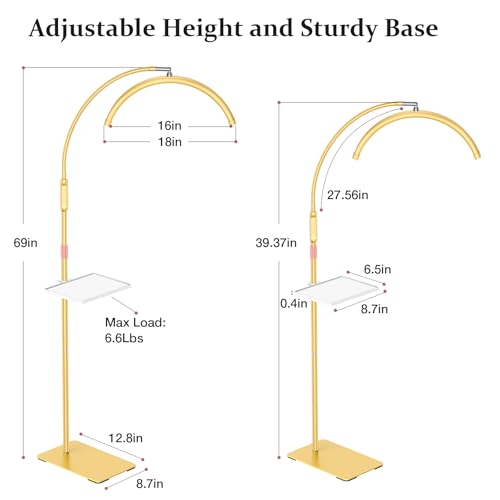 Image of Mznoo Lash Light, Half Moon Lamp with Tool Tray, 2500LM LED Moon Light for Eyelash Extensions, Flexible and Adjustable Color Modes, Suitable for Beauty Salons and Beginner DIY (Gold)