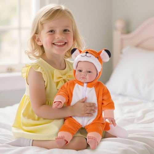 Muñeca Baby BABESIDE 38 cm cuerpo suave en disfraz de zorro miniatura 4