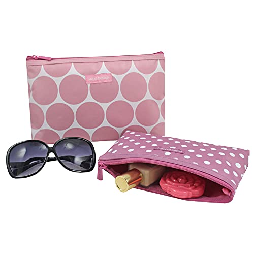 Combo Kit 2 Necessaires Pequena e Grande Estojo Dupla Tecido Cor:Rosa