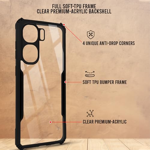 Image of Jkobi Hybrid Back Cover Case for Vivo iQOO Neo9 Pro (Shockproof with Polycarbonate Clear Panel | Professional Black)