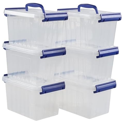 Cadineer 6-Pack 3L Clear Storage Boxes Cover