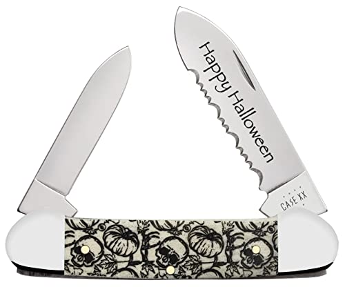 Case xx Knives Halloween Skulls and Pumpkins Canoe Natural Bone 10617 Knife