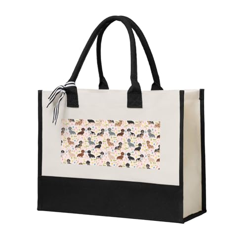 Sac fourre-tout en toile imprimé floral pour femme, grand cabas de plage réutilisable et lavable
