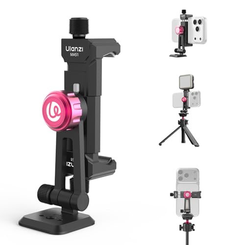 Image of ULANZI MA51 Metal Phone Tripod Mount, Universal Phone Clamp with Arca QR Base, Cold Shoe, Aluminum Tripod Adapter Cell Phone Holder Compatible with iPhone 17 16 15 14 Samsung