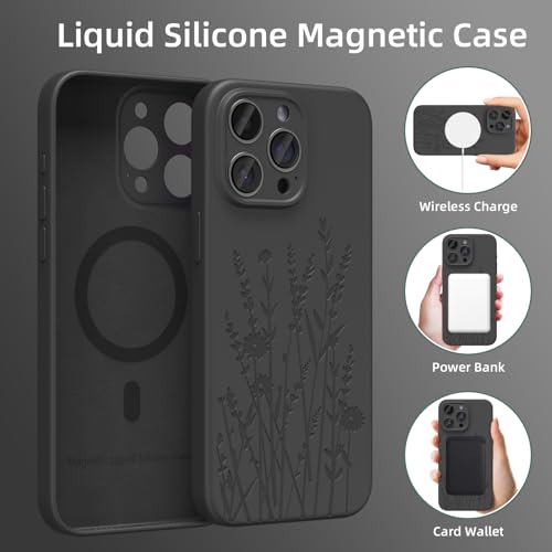 OAOA Engraved for iPhone 14 Pro Max Case, Black Flower - image 3