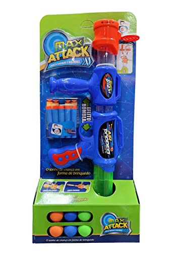 Lanca Dardos e Bolinhas de Pressao Max Atack Efeito de Bombear Air Popper Brinquedo