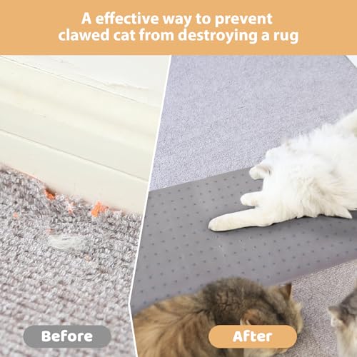 Carpet Protector for Pets Cat Carpet Protector for Doorway, Anti Scratch Under Door Cat Scratch Protector Mat, Plastic Rug Runner Easy to Cut Plastic Stopper (Light Grey, 3.6FT) by Oroonoko - Image 3