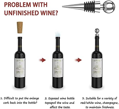 Wine Bottle Opener Stainless Steel Wing Corkscrew & Beer Bottle Opener Wine Opener with Bottle Stopper, Used in Kitchen, Restaurant and Bars