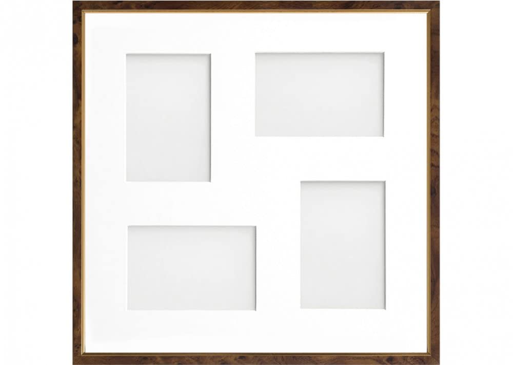 Frame Company Drayton Multi Aperture Photo Frame, Walnut, 40x40cm for 6x4 inch (x4 mix)