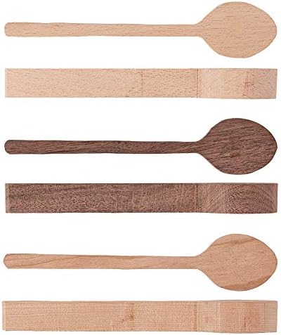 GORGECRAFT 3pcs Wood Carving Spoon Blank Cherry Wood Spoon Beech and Walnut Wood Unfinished Wooden Craft Kit for Whittler Starter