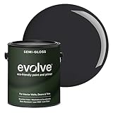 EVOLVE Interior Paint & Primer, Semi-Gloss (Black Iron), 1 Gallon – One-Coat Coverage, Excellent Hide, Low VOC, Low Odor, Washable Paint for Walls, Doors & Trim