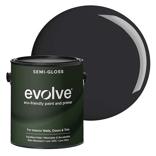 EVOLVE Interior Paint & Primer, Semi-Gloss (Black Iron), 1 Gallon – One-Coat Coverage, Excellent Hide, Low VOC, Low Odor, Washable Paint for Walls, Doors & Trim