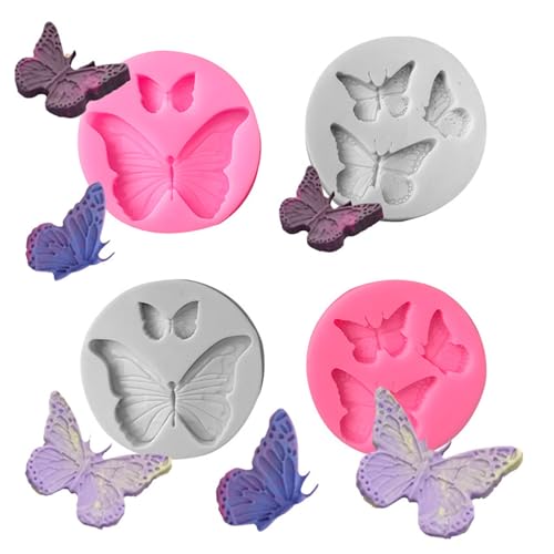 GMBYLBY Juego de 4 moldes de silicona resistentes al calor, herramientas creativas para hornear postres, decoraciones de chocolate, moldes de silicona fáciles de disolver, fáciles de disolver