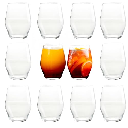LEMONSODA Sante Stemless Crystal Wine Glasses, Set of 12, 15 Fluid Ounces