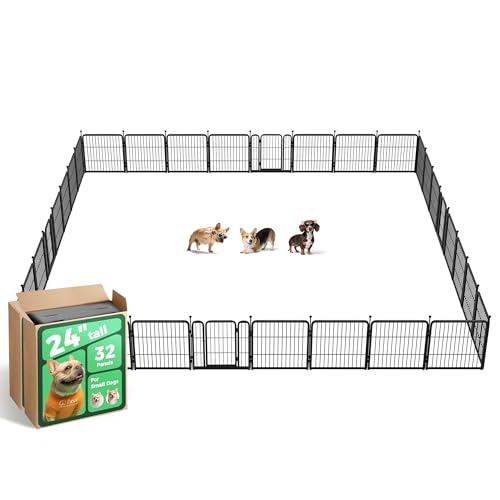 Image of FXW Rollick Unleashed Dog Playpen for Indoor, Yard, RV Camping, 24 inch 32 Panels for Small and Puppy Dogs, Black│Patented
