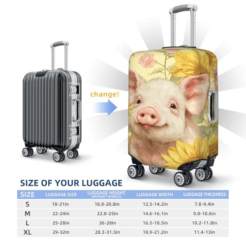 Cute Pig Sunflowers Elastic Travel Luggage Covers Dustproof Scratch-Resistant Suitcase Protector Fit 22-24 Inch4