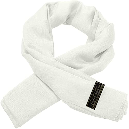 CJ Apparel Brilliant White Solid Color Fringe Design Nepalese Shawl Seconds Scarf Wrap Stole Throw Head Wrap Pashmina Hand Made in Nepal New4