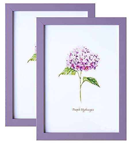 Mochose Lot de 2 cadres photo en MDF à poser sur une table ou accrocher à un mur Violet Format A4