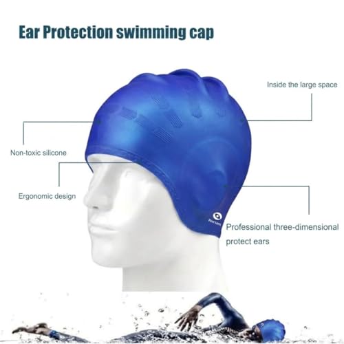 Image of First Lens Swimming Combo Kit Set, AntiFog Swim Goggles with Swim Cap for Mens & Womens - CA02 Cap & Blue Goggle