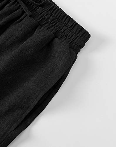 Weintee Women's Linen Crop Pants Capris with Pockets4