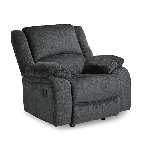 Signature Design by Ashley Draycoll Plush Manual Pull-Tab Rocker Recliner, Dark Gray