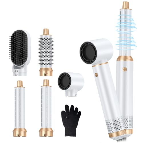 5 in 1 Hair Dryer Brush, Blow Dryer Brush Air Curler, Detachable Hot Air Brush Upgrade Curling Brush Iron, Negative Ion Air Curling Wrap Styler, Hair Styling Tools for Drying Curling Straightening