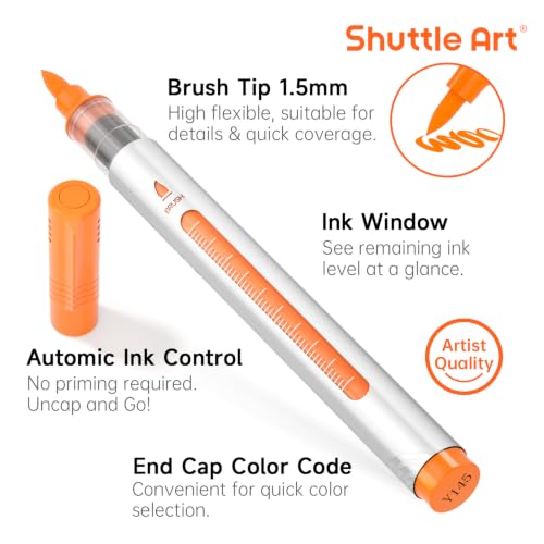 Image of Shuttle Art 26 Colors Brush Tip Acrylic Paint Markers