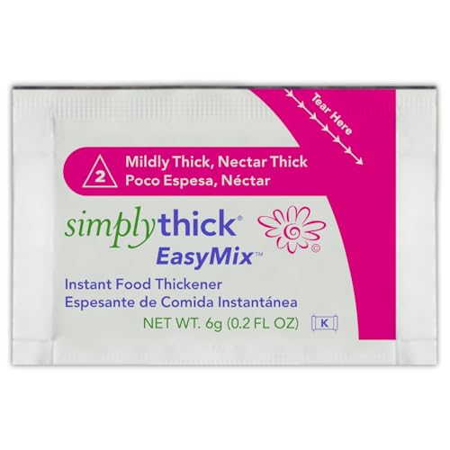 SimplyThick EasyMix | 80 Count of 6g Individual Packets | Gel Thickener for those with Dysphagia & Swallowing Disorders | Creates An IDDSI Level 2 – Mildly Thick (Nectar Consistency)