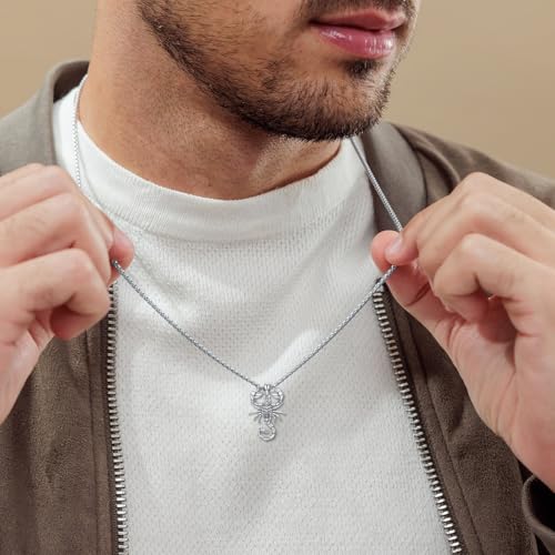 Scorpion Necklace 925 Sterling Silver Animal Pendant Gothic Jewelry Gifts for Men Women, w/Stainless Steel Chain 22''+2''3