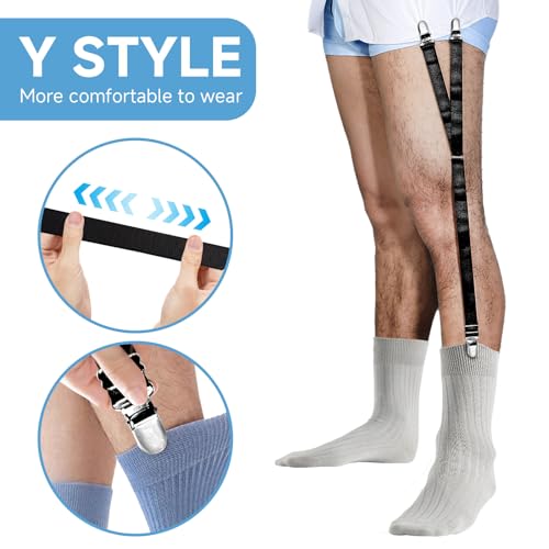 Image of EGGBOY 2Pairs Shirt Stays for Men,Adjustable Elastic Shirt Garter /Tucker for Men&Women,Footloop /Y Style,with Locking Clamps