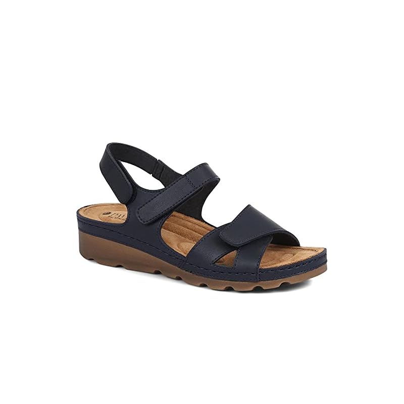 Pavers Women's Sandals with Adjustable Soft Straps - Memory Foam Suede Footbed - Comfortable Fit Lightweight Footwear - Casual Ladies Summer Shoes