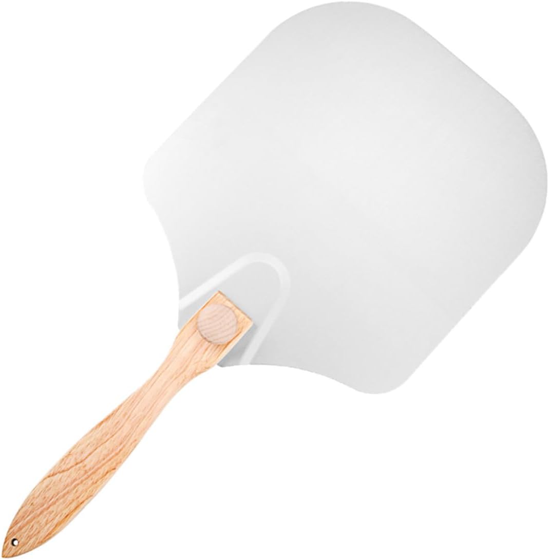 Abaodam Folding Aluminum Pizza Peel with Wood Handle, Lightweight Baking Pizza Spatula and Transfer Paddle for Home Oven Use, Includes Protective Paper Box Random Color
