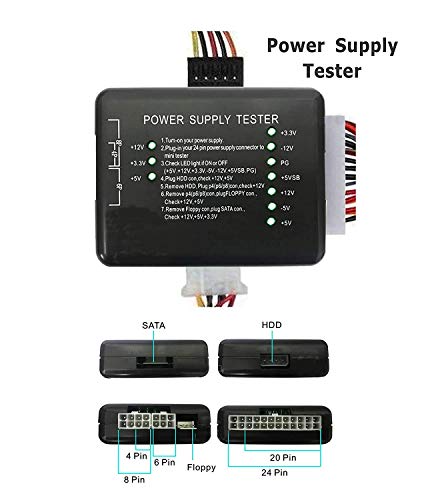 Image of Storin Motherboard Power Supply Tester Computer PC 24 pin 20 pin 8 pin 6 pin 4 pin for PSU, ATX, SATA, HDD, SMPS, PC, Floppy with LED Indicator Light