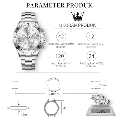 Montre chronographe OLEVS homme étanche acier inoxydable date tendance