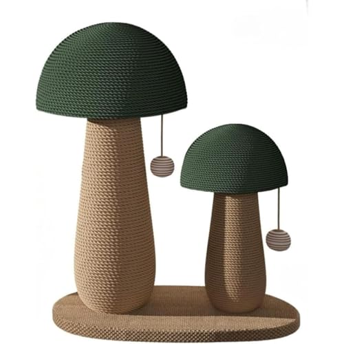 Vlwm 猫の爪とぎポール きのこ型 4面サイザル麻 天然サイザル麻 長持ち アップライト 組み立て簡単 スポーティ かわいい 省スペース (コンビネーション - マッシュルームヘッドとボール)
