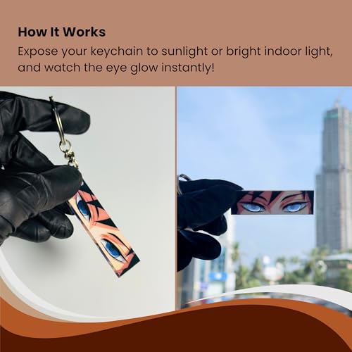 Image of Giyu Tomioka Glowing Eyes Keychain - Compatible with Demon Slayer Anime, Luminous Glow-in-the-Dark Acrylic Key Ring, Cool Otaku Gift for Fans, Bag, Backpack, Car, Key Holder