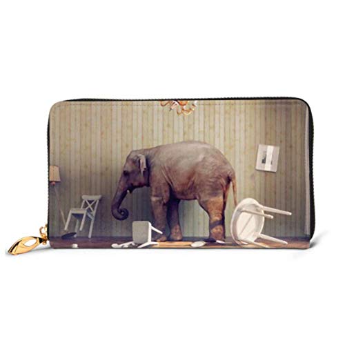 Preisvergleich Produktbild JHGFG Mode Handtasche Reißverschluss Brieftasche Elefant Ruhe Zimmer Foto Kombination Konzept Telefon Kupplung Geldbörse Abendkupplung Blockieren Leder Brieftasche Multi Card Org