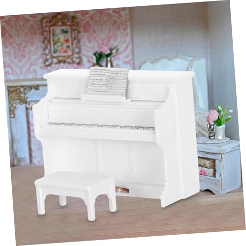 Toyvian Grand Piano Toy Puppenhaus Klavier Mini Klavier Spielzeug Klavierornamente Kinderspielzeug Set Aufrecht Dolls Houses FüR Miniatur Dekoration Und Szenenfotografie Weiß
