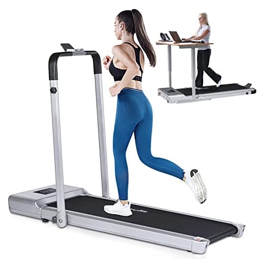 Folding Under Desk Treadmill for Home Use, Doufit Upgraded TD-01 2 in 1 Portable Electric Workout Slim Compact Walking Jogging Machine for Small Spaces