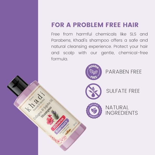Image of Khadi Hibiscus & Rosemary Mint Shampoo with Collagen | For Curly & Wavy hair shampoo with Jojoba Oil | 420 ML (Pack of 2)