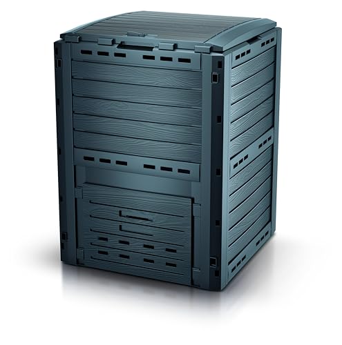 KG KITGARDEN - Compostador de Jardín con Capacidad de 280L, Eco Friendly, 100x60x59.6cm, Gris