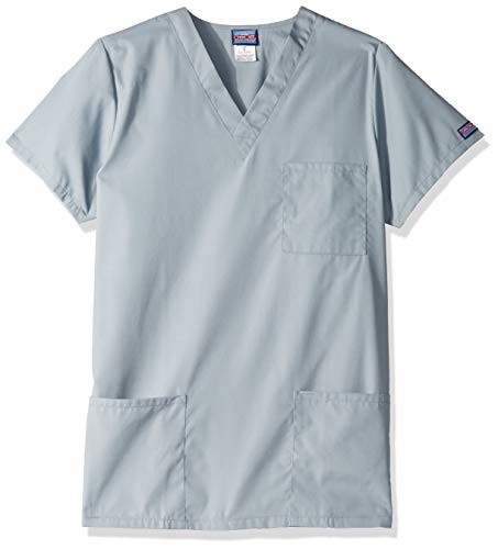 CHEROKEE Adult's Size Unisex V-Neck Top, Grey, X-Large Tall