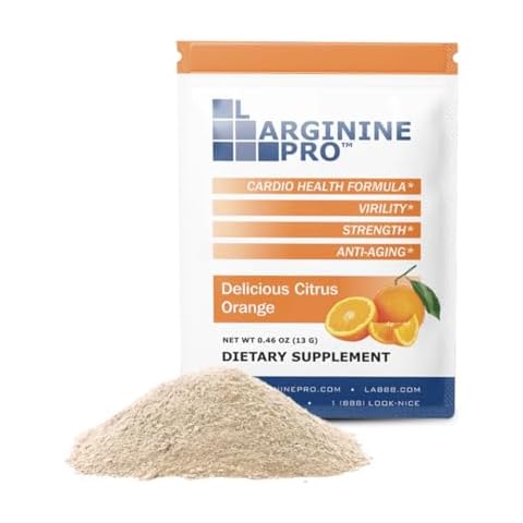 L-ARGININE PRO Supplement ON-The-GO Single Serve Travel Packets - 5,500mg of L-arginine Plus 1,100mg L-Citrulline (Orange, 30 Packets) Cover